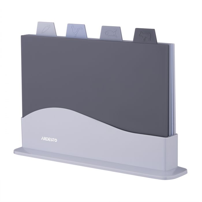 Набір дошок кухонних на підставці Ardesto Fresh, 4шт, 23.8x33.8x7см, пластик