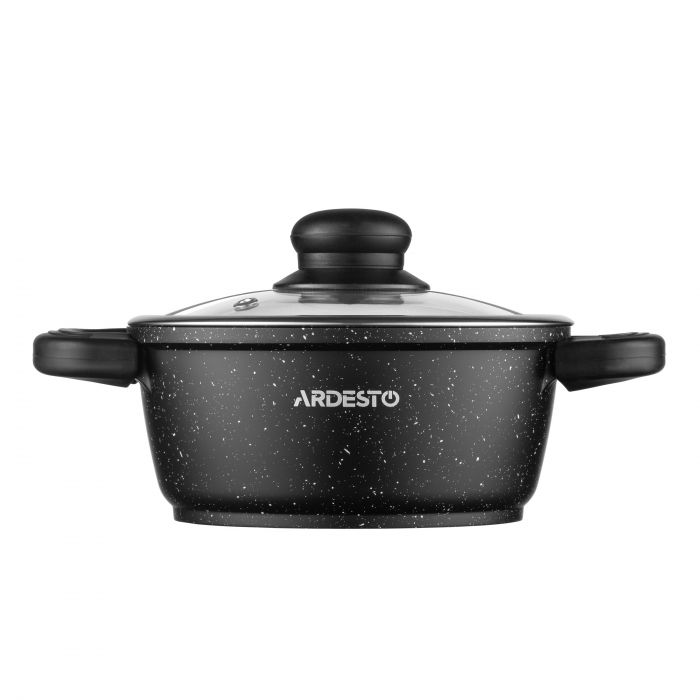 Каструля зі скляною кришкою Ardesto Gemini Anzio, 1.2л, алюміній, чорний
