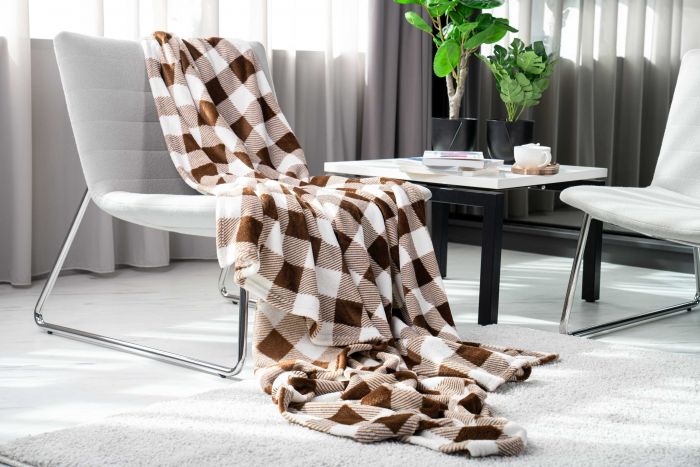 Плед Ardesto Flannel, 160х200см, 100% поліестер, клітинка, бежевий