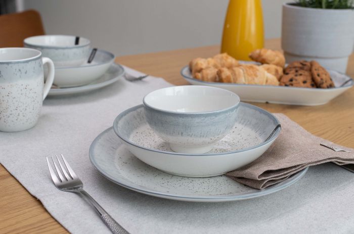 Тарілка обідня ARDESTO Siena, 27см, порцеляна, біло-сірий