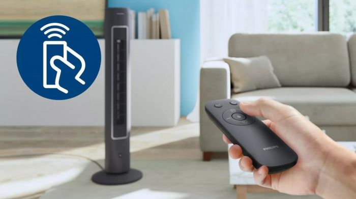 Вентилятор Philips колонний, 110см, 40Вт, пульт ДК, дисплей, графіт