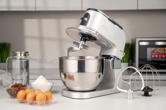 Кухонна машина ARDESTO 1500Вт, чаша-метал, корпус-метал, насадок-10, сріблясто-сірий