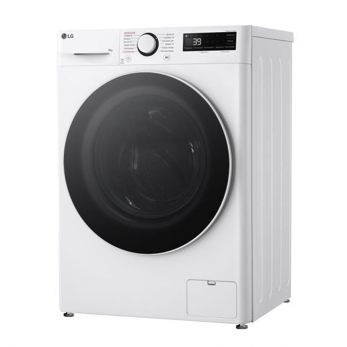Пральна машина LG фронтальна, 8кг, 1200, A, 48см, дисплей, пара, інвертор, білий