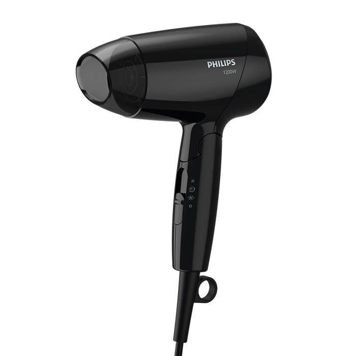 Фен Philips EssentialCare дорожній, 1200Вт, 3 режими, хол. обдув, чорний
