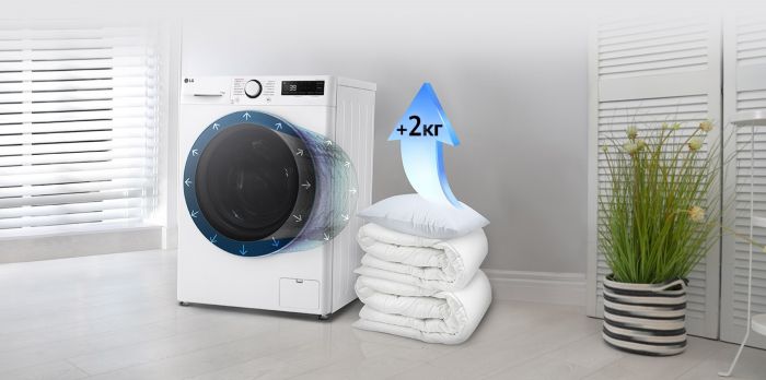 Пральна машина LG фронтальна, 11кг, 1400, A, 57см, дисплей, пара, інвертор, білий