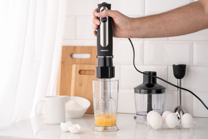 Блендер Ardesto заглибний 800Вт, 3в1, чаша-600мл, чопер-500мл, чорно-сріблястий