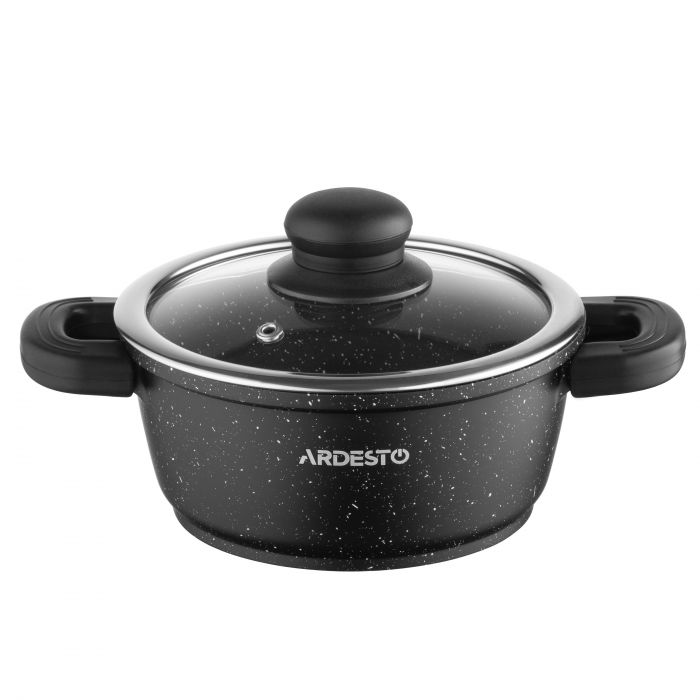 Каструля зі скляною кришкою Ardesto Gemini Anzio, 1.2л, алюміній, чорний