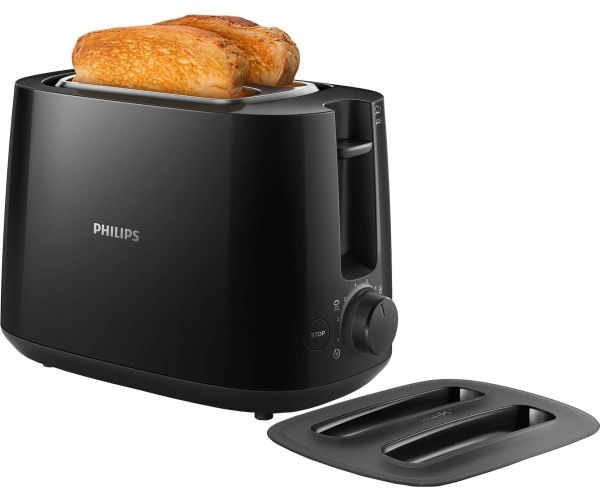 Тостер Philips Daily Collection 830Вт, кришка від пилу, пластик, чорний