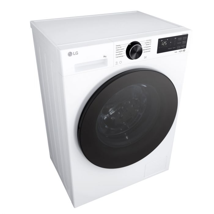 Пральна машина LG фронтальна, 8кг, 1200, A, 48см, дисплей, пара, інвертор, білий