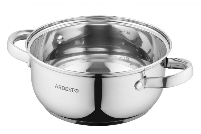 Каструля зі скляною кришкою ARDESTO Gemini Gourmet Aosta, 1.8л, нержавіюча сталь