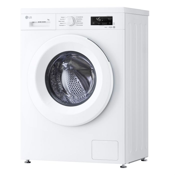 Пральна машина LG фронтальна, 7кг, 1200, A, 44см, дисплей, пара, інвертор, білий