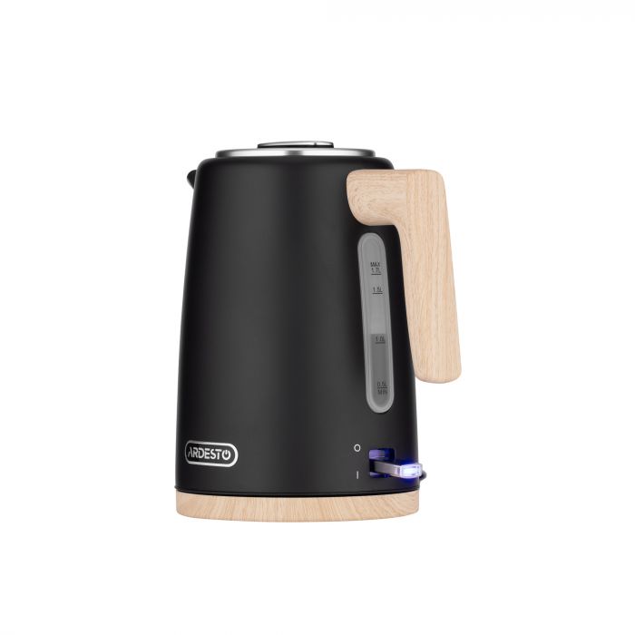 Електрочайник Ardesto EKL-F420BWD, 1.7л, метал, мат, Strix, чорний