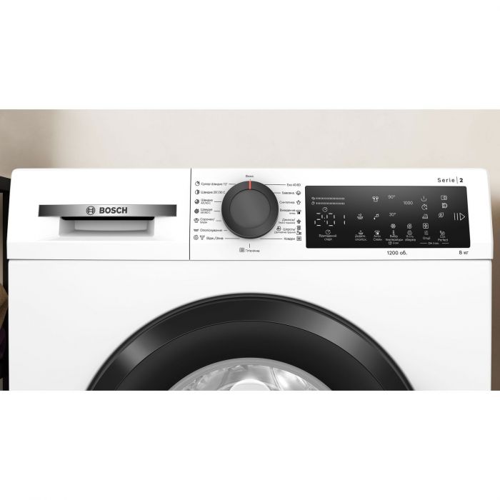 Пральна машина Bosch фронтальна, 8кг, 1200, A, 52см, дисплей, білий