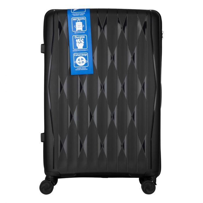 Набір валіз 2E, M7979, поліпропілен, (L+M+S), блискавка anti theft, 4 колеса, кодовий замок, чорний