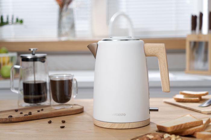 Електрочайник Ardesto EKL-F420WWD, 1.7л, метал, мат, Strix, білий