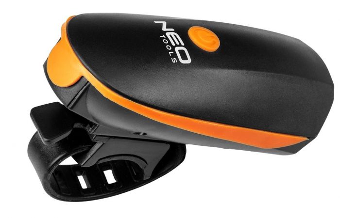 Ліхтар велосипедний Neo Tools фронтальний, 250 люмен, 3Вт, USB, 1200мА·год, 3 функцій освітлення, IPX4