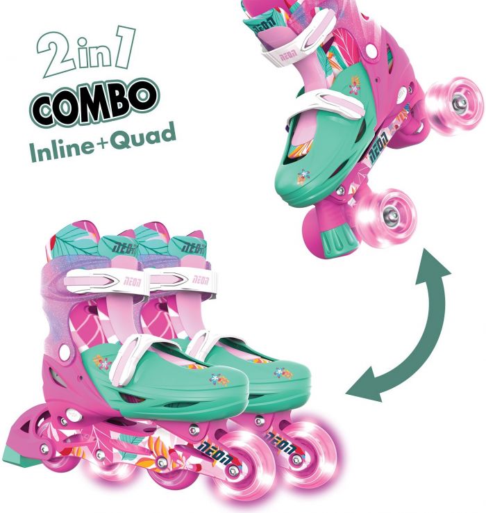 Роликові ковзани Neon Combo, розмір 34-37, квіти