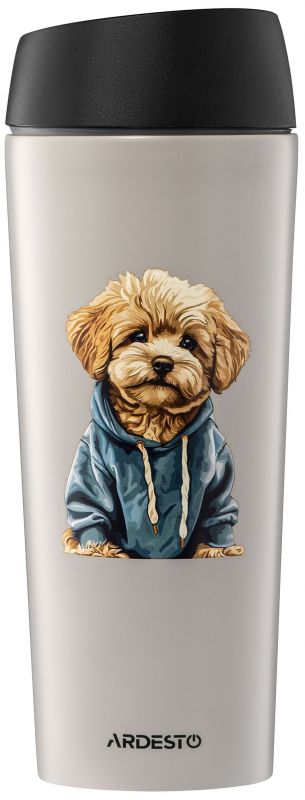Термокухоль Ardesto Coffee Time Maltipoo 450мл, нержавіюча сталь, бежевий