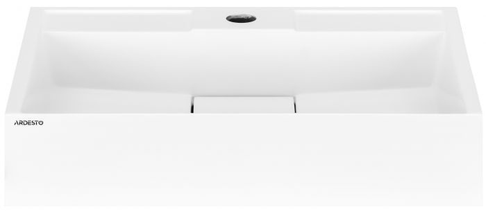 Раковина, умивальник ARDESTO Anna, штучний камінь, прямокут., з отвором для змішувача, без переливу, 500х380х110мм, накладний, білий