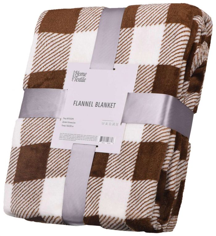 Плед Ardesto Flannel, 160х200см, 100% поліестер, клітинка, бежевий