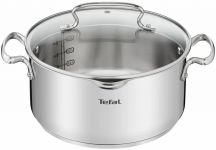 Каструля Tefal DUETTO+, 5л, з кришкою, нержавіюча сталь, скло