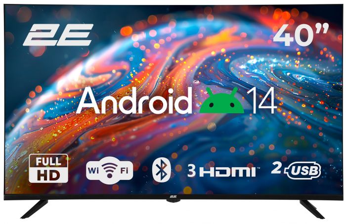 Телевізор 40" 2E LED FHD 60Hz Smart Android Black
