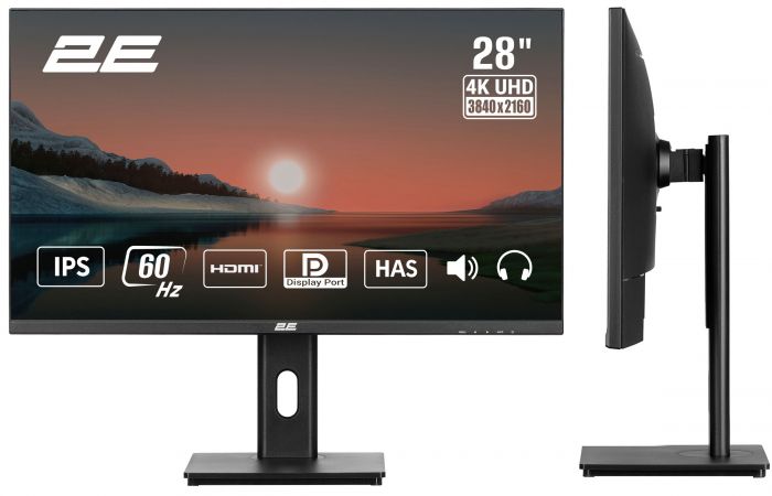 Монітор 2E 28" L2825B 2xHDMI, DP, MM, IPS, NTSC 84%, 3840x2160, HAS