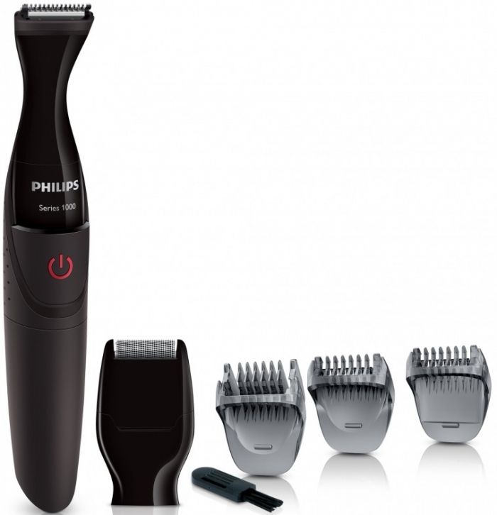 Тример Philips Multigroom series 1000, для бороди і вусів, 1хАА, насадок-4, сталь, чорний