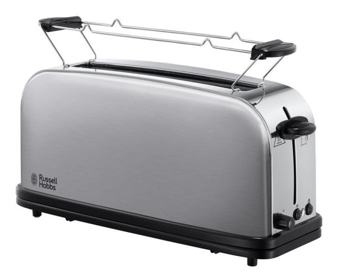 Тостер Russell Hobbs Oxford 1600Вт, довгі слоти на 4 тости, метал, сріблястий