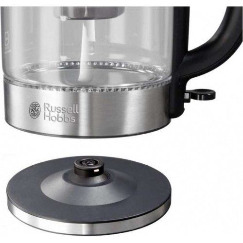 Електрочайник Russell Hobbs Glass, 1.7л, скло, підсвічування, сріблясто-чорний