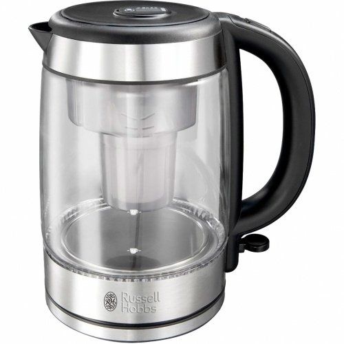 Електрочайник Russell Hobbs Glass, 1.7л, скло, підсвічування, сріблясто-чорний