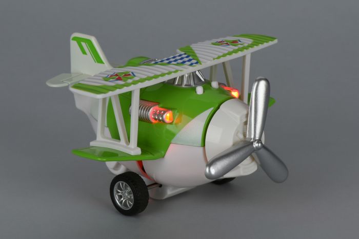 Літак металевий інерційний Same Toy Aircraft світло, музика, зелений