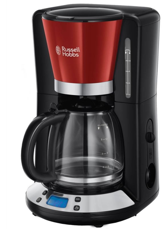 Кавоварка Russell Hobbs крапельна Colours Plus 1.25л, мелена, червоно-чорний