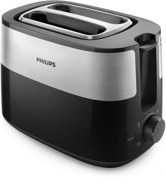 Тостер Philips Daily Collection 830Вт, метал/пластик, чорний