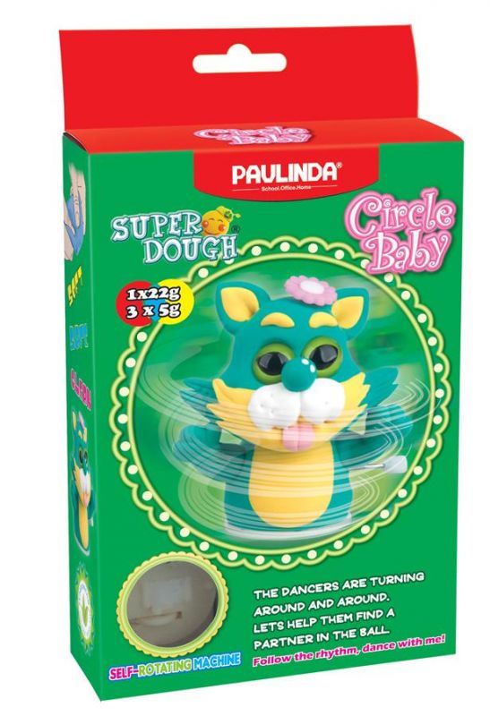 Маса для ліплення Paulinda Super Dough Circle Baby Кіт заводний механізм, крутиться, зелений