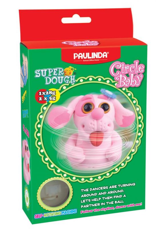 Маса для ліплення Paulinda Super Dough Circle Baby Собака заводний механізм, крутиться, рожевий