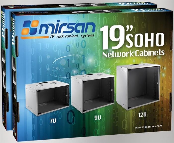 Шафа MIRSAN 19", 9U, SOHO, 535x400 мм, максимально 30 кг, сіра