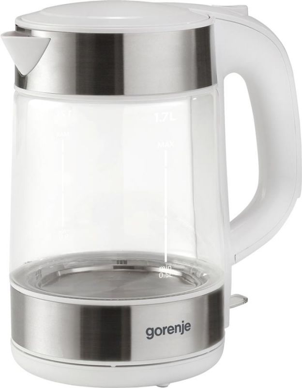 Електрочайник Gorenje 1.7л, скло, білий