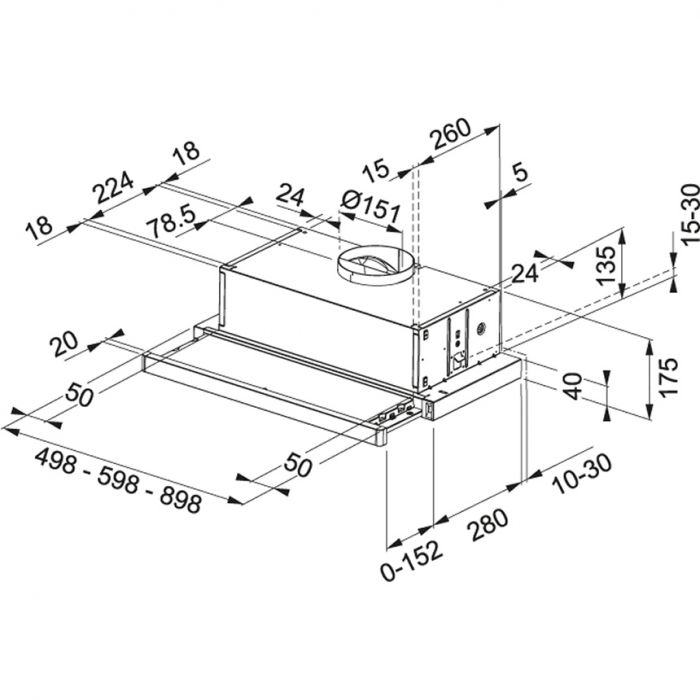 Витяжка Franke телескопічна, 50см, 518м.куб/год, Flexa FTC532LWH, білий