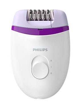 Епілятор Philips Satinelle Essential дисковий, від мережі, пінцет.-20, сух., біло-фіолетовий