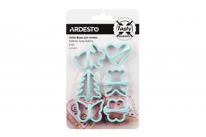 Набір форм для печива Ardesto Tasty baking, 6шт, пластик, блакитний