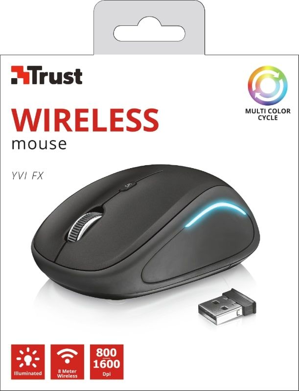 Миша Trust Yvi FX, WL, чорний