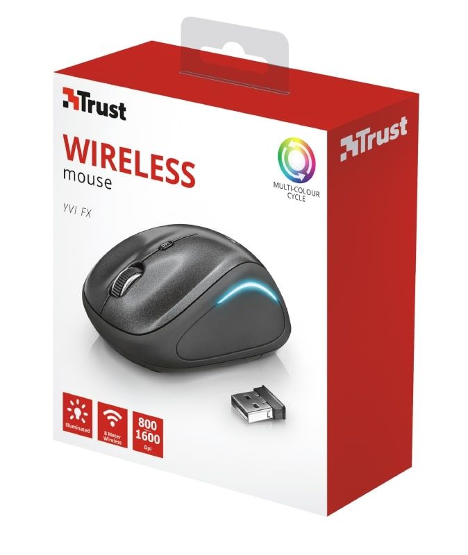 Миша Trust Yvi FX, WL, чорний