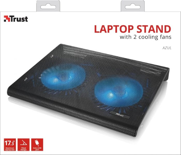 Підставка для ноутбука Trust Azul, до 17.3", 2xUSB-A, BLUE LED, чорний