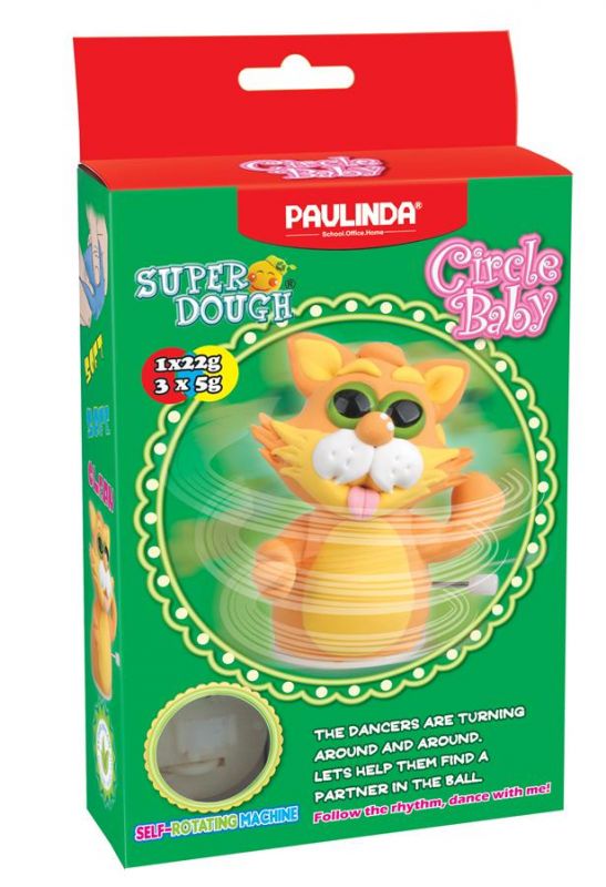 Маса для ліплення Paulinda Super Dough Circle Baby Кіт заводний механізм, крутиться, помаранчевий