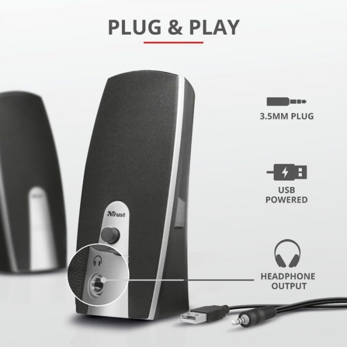 Акустична система Trust Mila 2.0, USB/AUX, чорний