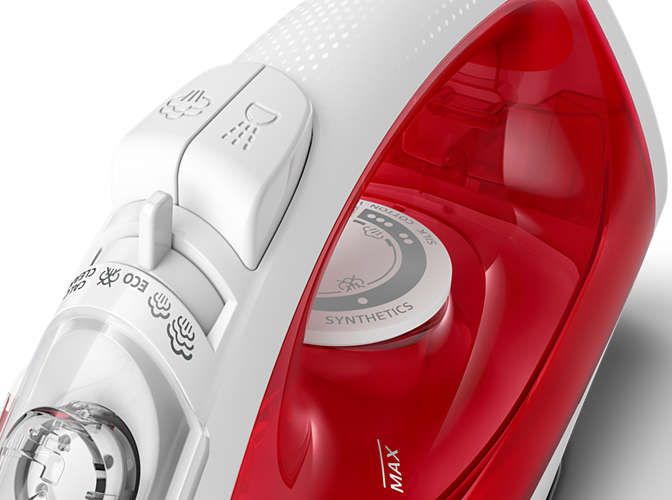 Праска PHILIPS 2000Вт, 220мл, паровий удар, керам. підошва, червоний