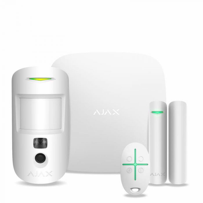 Комплект охоронної сигналізації Ajax StarterKit Cam, hub 2, motioncam, doorprotect, spacecontrol, jeweller, бездротовий, білий (20293.58.WH1)