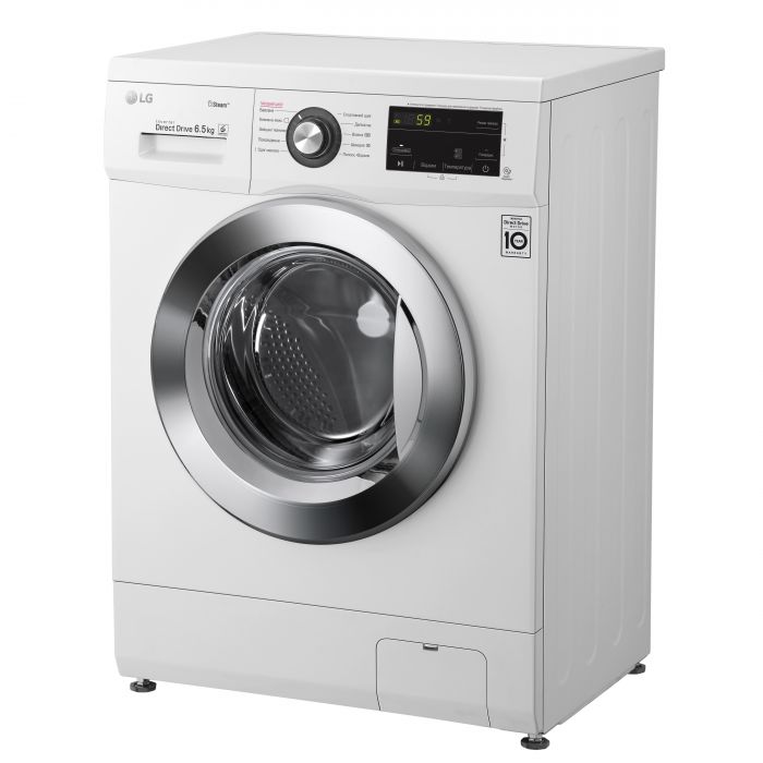 Пральна машина LG фронтальна, 6.5кг, 1200, A+++, 44см, дисплей, пара, інвертор, білий