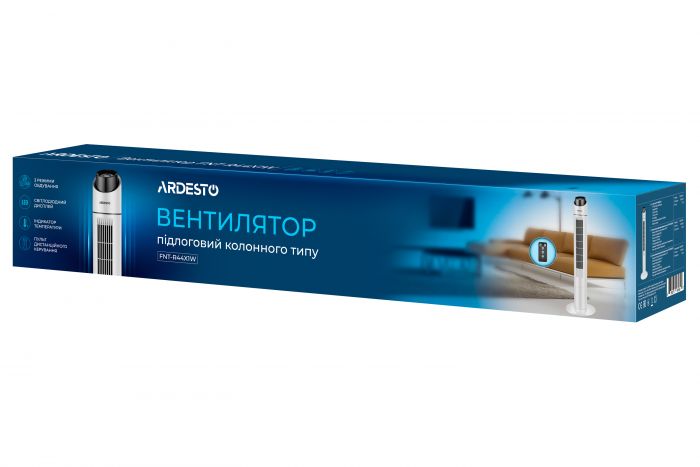Вентилятор ARDESTO колонний, 110см, 50Вт, пульт ДК, дисплей, чорно-білий
